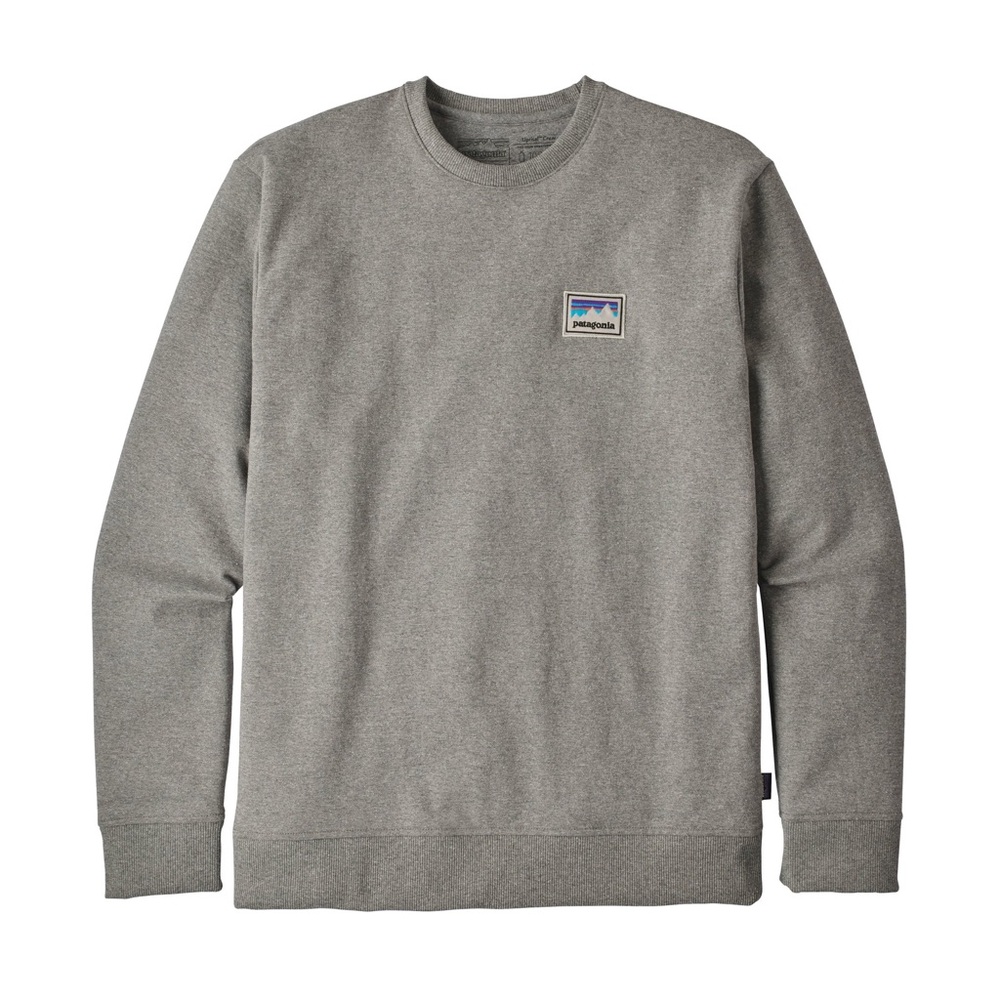 Patagonia Shop Sticker Patch Uprisal Crew Sweatshirt in Gravel Heather Size Med